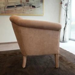 Sessel Model King Bezug Alkantara 112 Lachs Ton Massivholzgestell