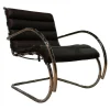 Sessel MR Bauhaus Leder X Bellagio Dark Brown Braun Gestell Chrom Poliert