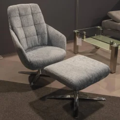 Sessel MR396 Stoff Jab 1 Farbe 16050 Drehgestell Und Sternfuß Chrom Inklusive Hocker