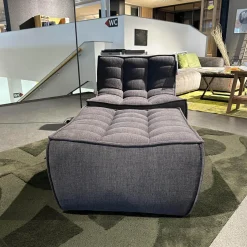 Sessel N701 Bezug Stoff Moss Eco Graphite Grau Rahmen Hoz Inklusive Hocker