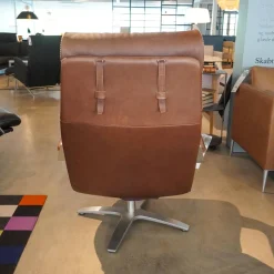 Sessel Nasa Leder Rustical Braun Gestell Edelstahl