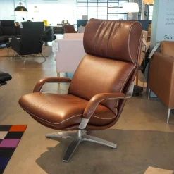 Sessel Nasa Leder Rustical Braun Gestell Edelstahl