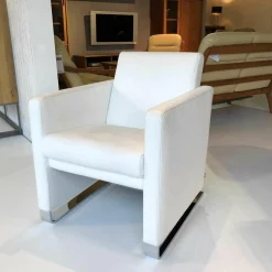 Sessel Navy JT-4080 - AC63BA Leder Fuerte Weiß