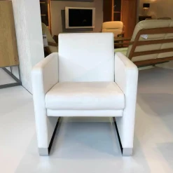 Sessel Navy JT-4080 - AC63BA Leder Fuerte Weiß