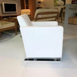 Sessel Navy JT-4080 - AC63BA Leder Fuerte Weiß