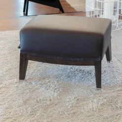 Sessel Normal Leder 2212 Dunkelbraun Gestell Buche Matt Gebeizt Inklusive Hocker Und Kopfkissen