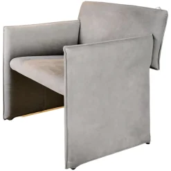 Sessel Noto Nubukleder 682 Elefantgrau Weiche Rollen