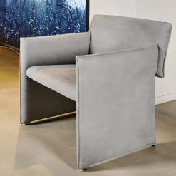 Sessel Noto Nubukleder 682 Elefantgrau Weiche Rollen