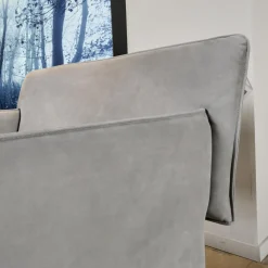 Sessel Noto Nubukleder 682 Elefantgrau Weiche Rollen