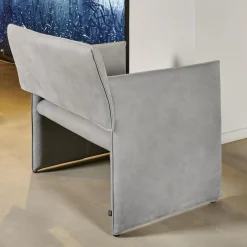 Sessel Noto Nubukleder 682 Elefantgrau Weiche Rollen