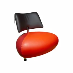 Sessel Pallone Leder Senso Grenadine Ferrari Und Chocolat Orange Rot Dunkelbraun Gestell Chrom