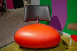 Sessel Pallone Leder Senso Grenadine Ferrari Und Chocolat Orange Rot Dunkelbraun Gestell Chrom