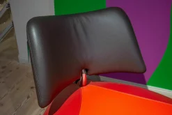 Sessel Pallone Leder Senso Grenadine Ferrari Und Chocolat Orange Rot Dunkelbraun Gestell Chrom