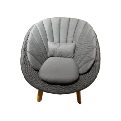 Sessel Peacock Kissen Natte Grey Grau Sitzschale Soft Rope Polypropylen Dark Grey Grau Gestell Teakholz