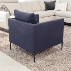 Sessel Pilotis 86111 Stoff 10082 Navy Blau Gestell M20 Lack Schwarz Inklusive Kunststoffgleiter