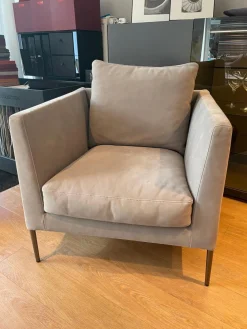 Sessel Pilotis Nubukleder Grigio 684 Grau Füße Metall Chrom Filzgleiter Schwarz