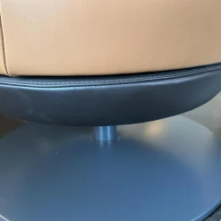 Sessel PLI Leder T35 Cuoio Braun Drehteller Schwarz Matt Mit Beinauflage Leder T49 Espresso Dunkelbraun