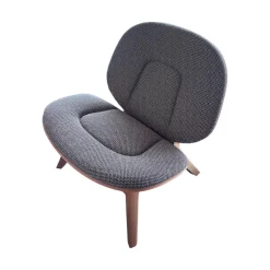 Sessel Poi Stoff Hector Pepper Grau Holzgestell Eiche Natur