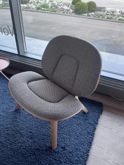 Sessel Poi Stoff Hector Pepper Grau Holzgestell Eiche Natur