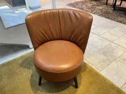 Sessel Polo Cocktail Leder Gascogne Noisette Cognac Drehfunktion mit Rückholmechanik