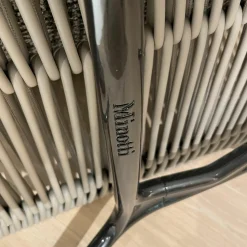 Sessel Prince Cord Stoff H Freedom 01 Cenere Grau Ledergeflecht Tortora Dove Grey Beige Gestell Aluminium Zinn Lackiert Mit Hocker