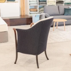 Sessel Progetti 33220 Fashion Wolle Innen Kamet 2413 Weiß Außen Denim 100 Grau Gestell Matte Beizung Lack No 91