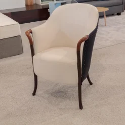 Sessel Progetti 33220 Fashion Wolle Innen Kamet 2413 Weiß Außen Denim 100 Grau Gestell Matte Beizung Lack No 91