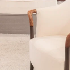 Sessel Progetti 33220 Fashion Wolle Innen Kamet 2413 Weiß Außen Denim 100 Grau Gestell Matte Beizung Lack No 91