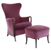 Sessel Progetti 63340 Stoff Samt Adamo Und Eva 02 Aubergine Violett Pink Gestell Holz Matt Gebeizt Inklusive Hocker