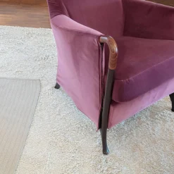 Sessel Progetti 63340 Stoff Samt Adamo Und Eva 02 Aubergine Violett Pink Gestell Holz Matt Gebeizt Inklusive Hocker