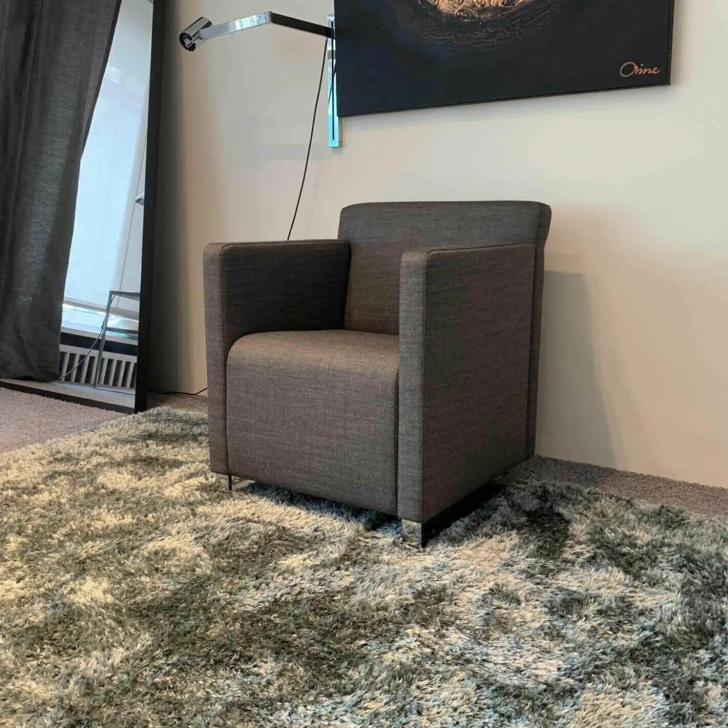 Sessel Quant 30145 Stoff Grau Kufe Chrom