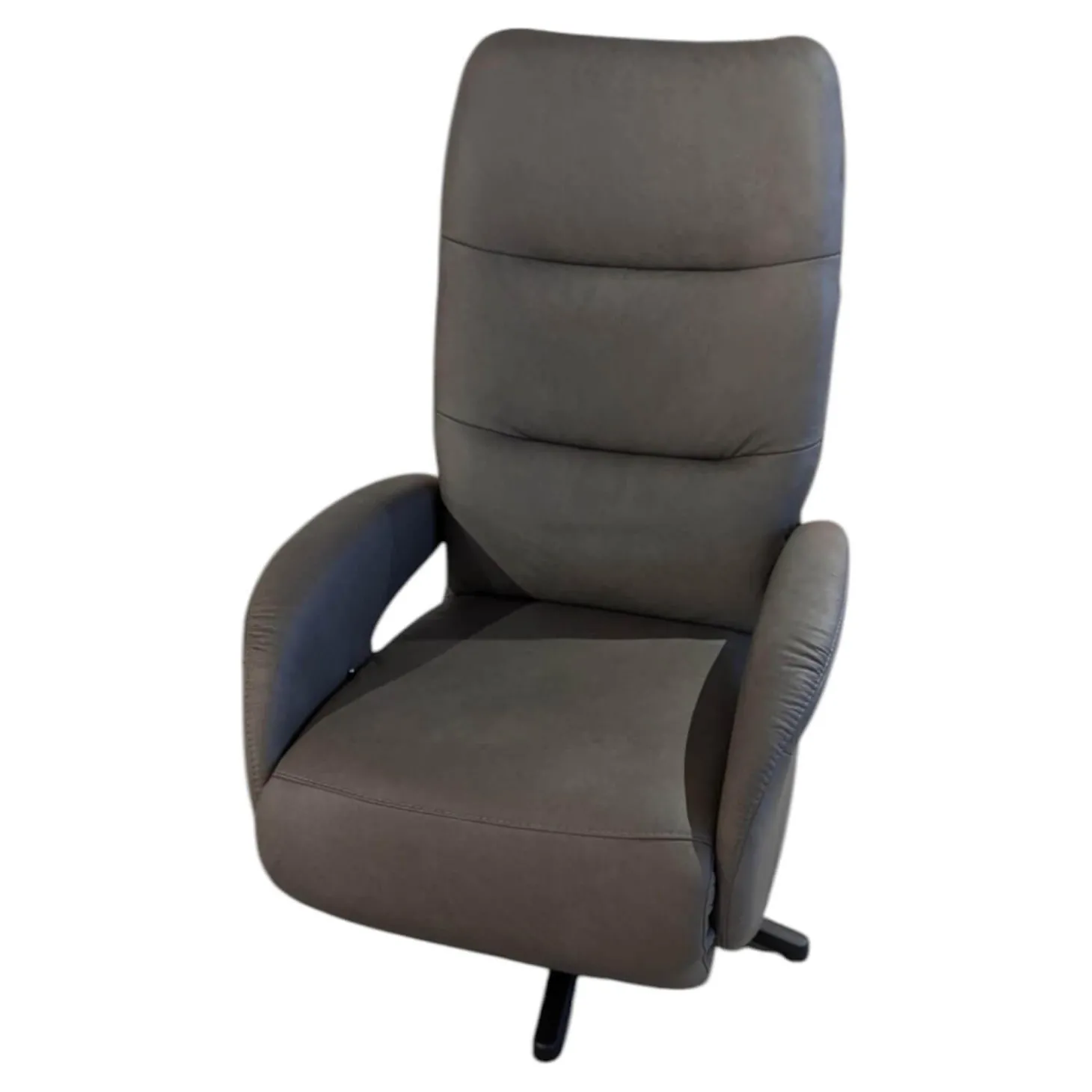 Sessel Rasta Leder LL Evita Smoke Grau Sternfuß Schwarz Matt