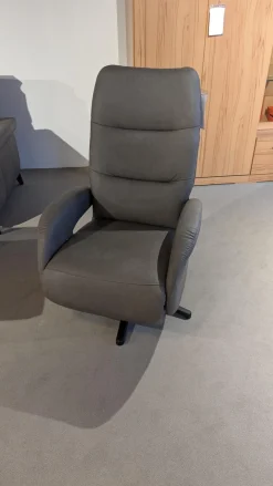 Sessel Rasta Leder LL Evita Smoke Grau Sternfuß Schwarz Matt