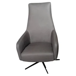 Sessel Ravi Leder W10 Grau Fuß Schwarz Funktion Mechanisch