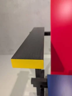 Sessel Red and Blue Schichtholz Birke und Furnier Buche Mattglanz Blau Und Rot Gestell Buche Massiv Mattschwarz