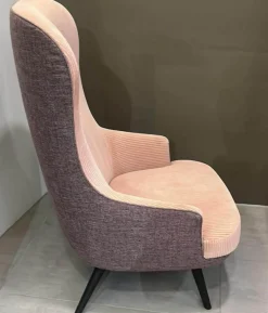 Sessel Relaxchair 375 Stoff Kvadrat Phlox 0633 Rücken Stoff Gaia 7887 Amethyst Gestell Eiche Geflammt Geölt