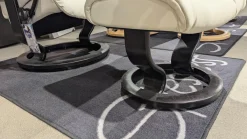 Sessel Reno M Leder Paloma Light Grey Grau Gestell Classic Wenge Schwarz Mit Hocker