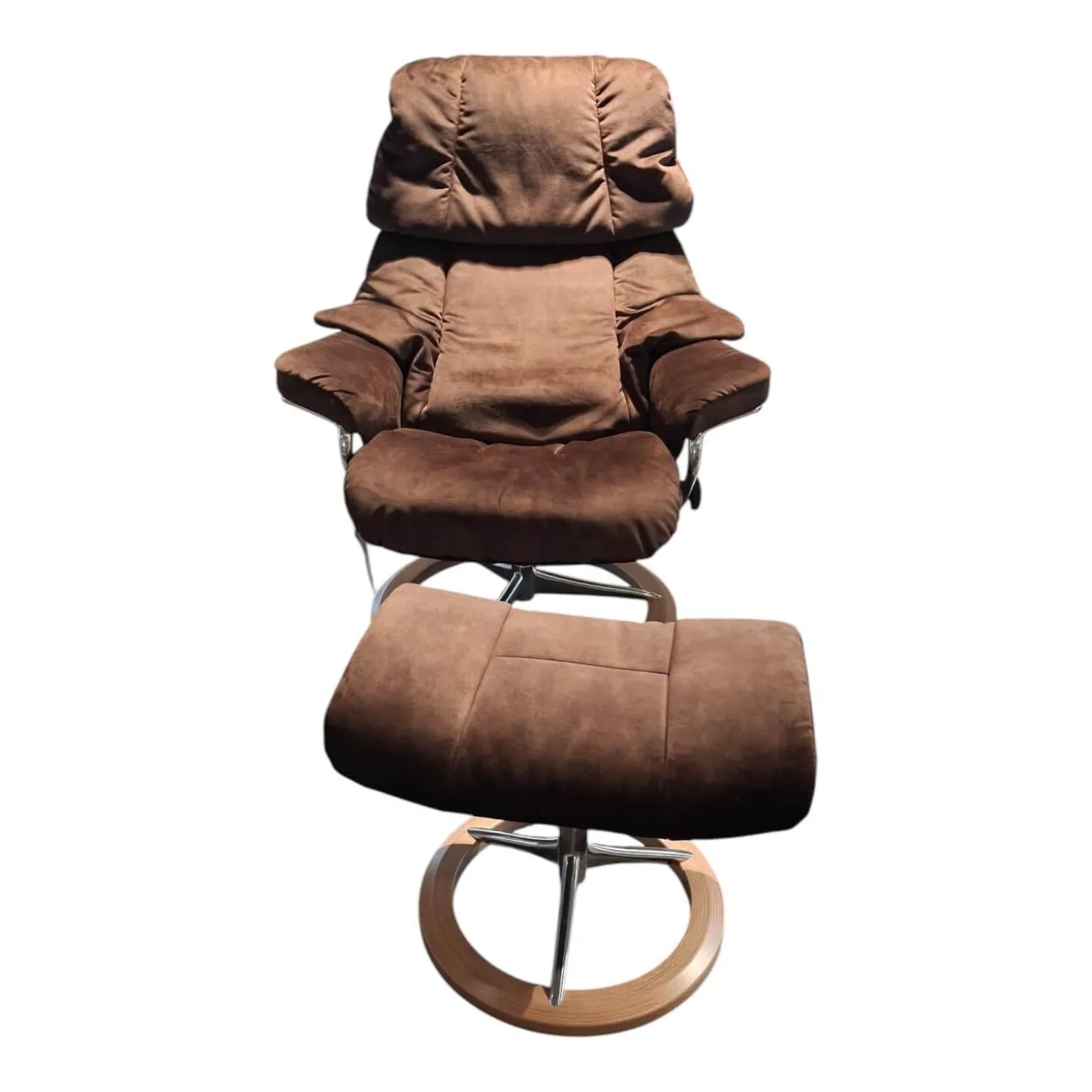 Sessel Reno M Stoff Magnolia Brown Braun Gestell Signature Metall Und Eiche Inklusive Hocker