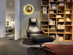 Sessel Repos Leder Premium F Chocolate 68 Braun mit Ottoman