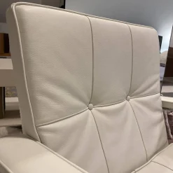 Sessel Rügenberg Leder Creme Weiß Chrom mit Armlehne