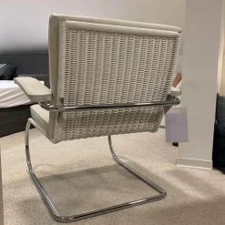 Sessel Rügenberg Leder Creme Weiß Chrom mit Armlehne