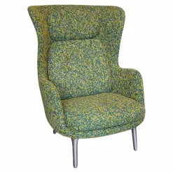 Sessel Ro JH1 Stoff Grün Gelb ATO964 Füße Aluminium Satingebürstet