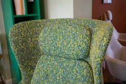 Sessel Ro JH1 Stoff Grün Gelb ATO964 Füße Aluminium Satingebürstet