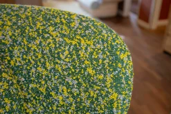 Sessel Ro JH1 Stoff Grün Gelb ATO964 Füße Aluminium Satingebürstet