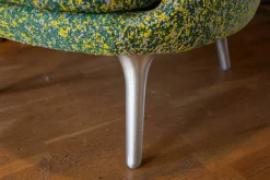 Sessel Ro JH1 Stoff Grün Gelb ATO964 Füße Aluminium Satingebürstet