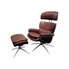 Sessel Rome M Leder Paloma 54 Bordeaux Rot Braun Gestell Star 40 Aluminium Mit Hocker