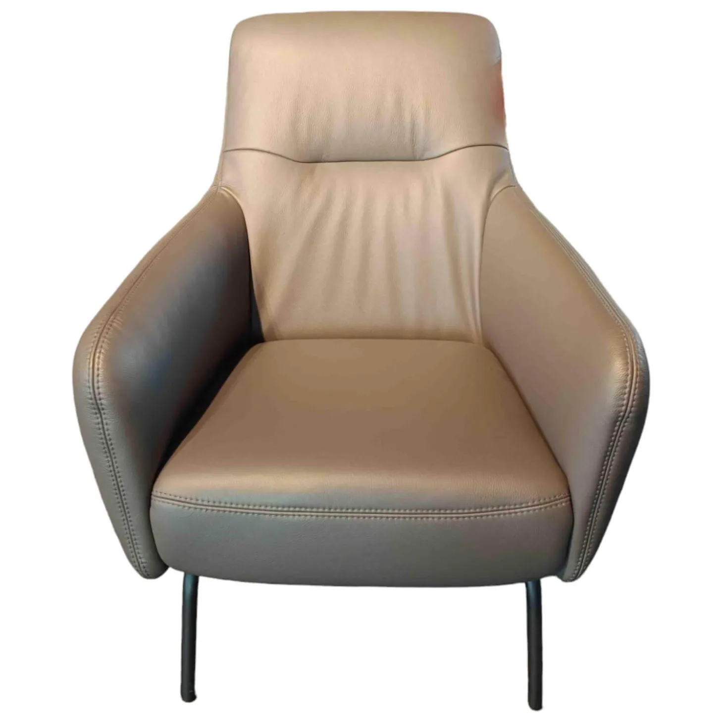 Sessel Rufus Leder W2 Anthrazit L20 Füße Metall Schwarz