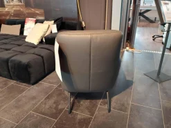 Sessel Rufus Leder W2 Anthrazit L20 Füße Metall Schwarz