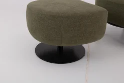 Sessel Salon Stoff U3334J Grün Füße Holz Schwarz Inklusive Hocker Mit Drehteller Schwarz