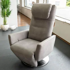 Sessel Sean M Kalma Leder A-India Asphalt Fuß Drehteller Edelstahl Inklusive Nackenkissen